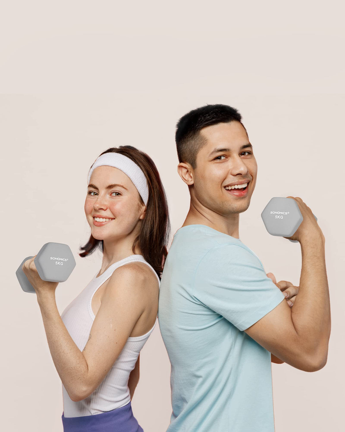 SONGMICS Set of 2 Hex Dumbbells with Neoprene Coating for Strength Training, Fitness, Home Workout