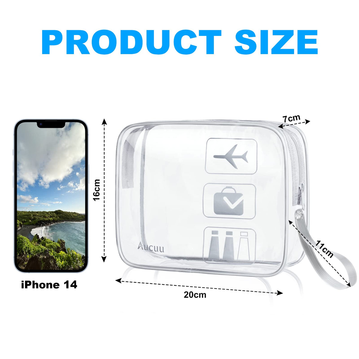 Aucuu Clear Toiletries Bag, 3 Pack PVC Waterproof Toiletries Carry Pouch, TSA Approved Travel Toiletry Bag with Zipper, Multi-Size Cosmetic Makeup Bags for Men, Women and Kids - Travel Business