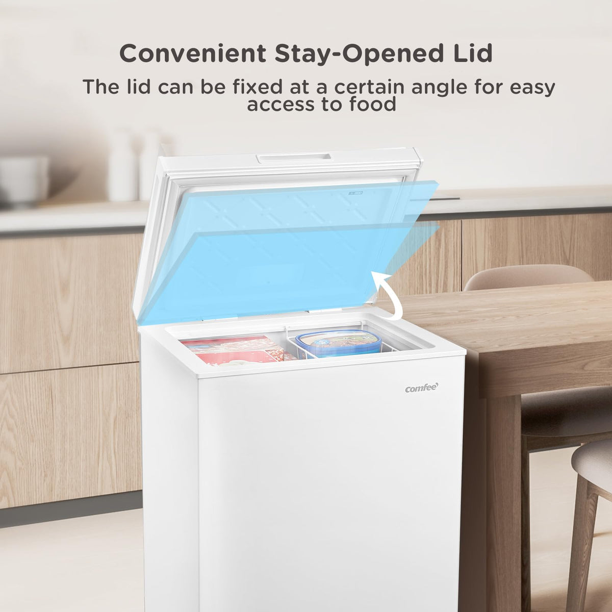 COMFEE' 99L Chest Freezer, Convertible Refrigeration Mode, RCC102BL2UK(E)