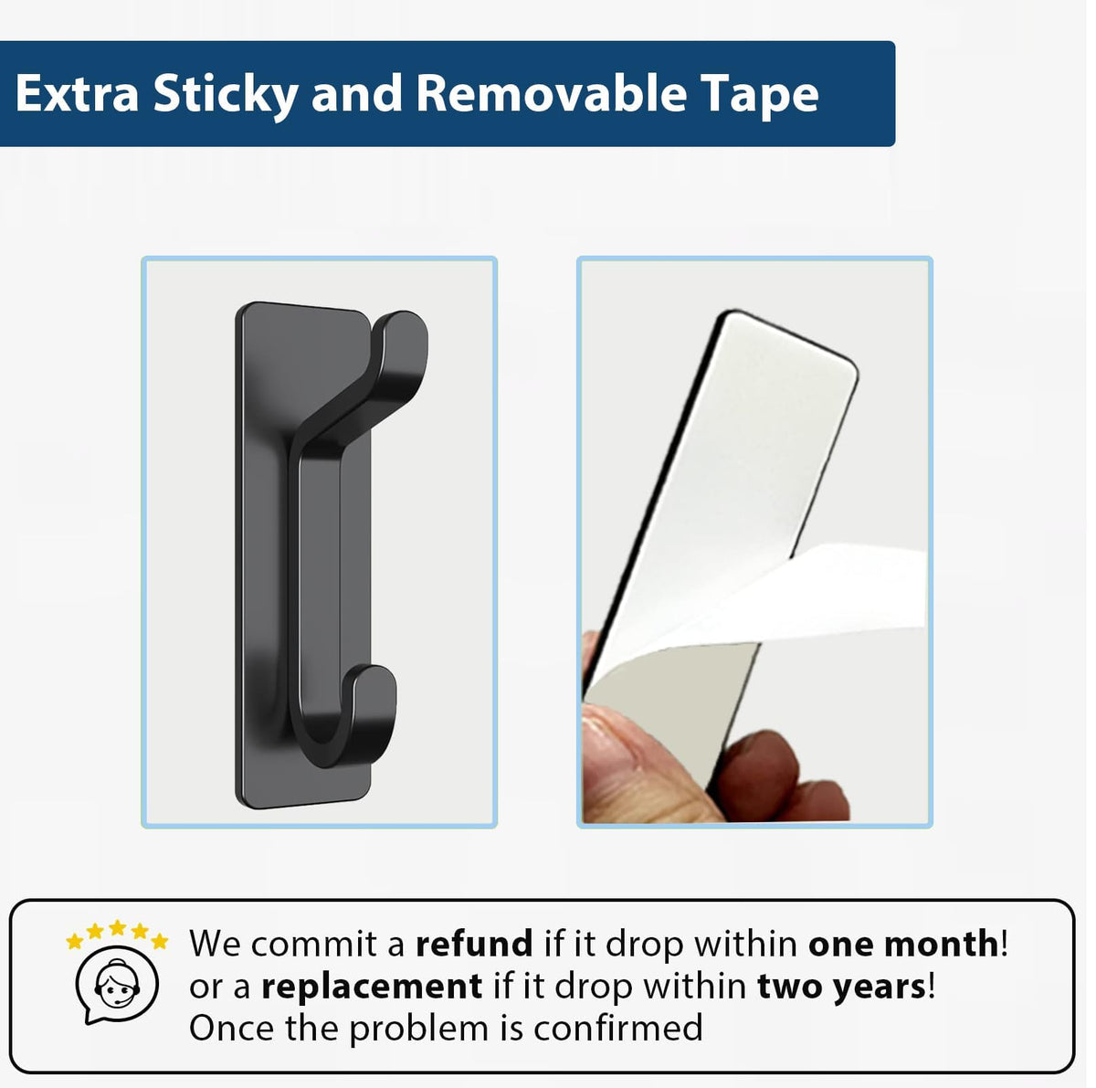 pickpiff Self Adhesive Hook, 6KG Extra Sticky and Strong, Black 4 Pack