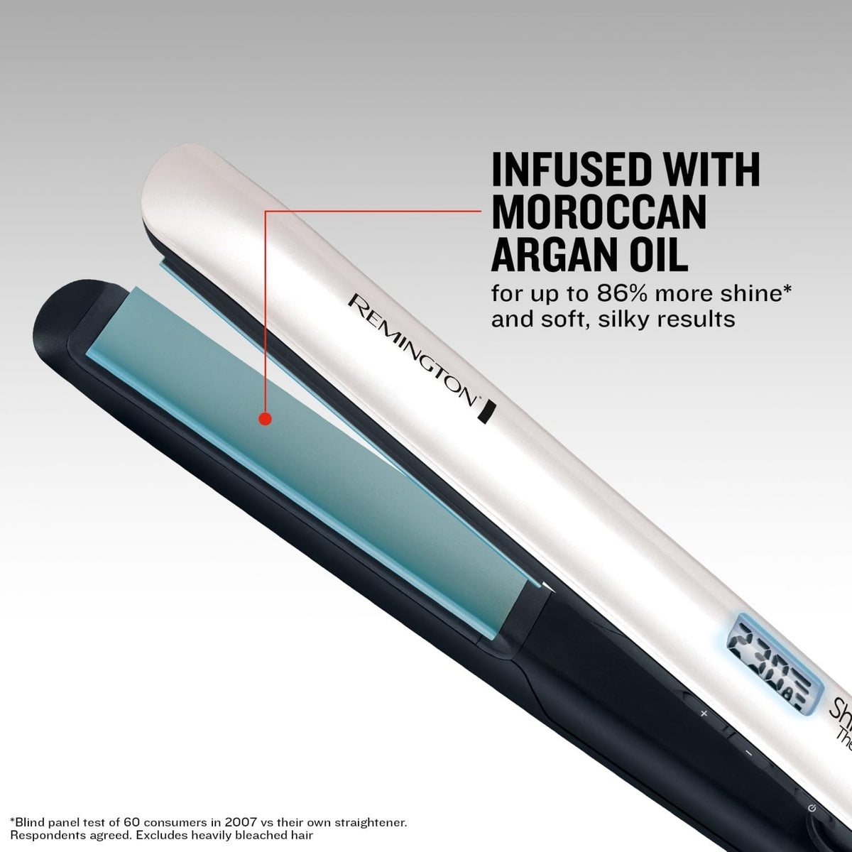 Remington Shine Therapy Hair Straightener with Advanced Ceramic Coating Infused with Moroccan Argan Oil for Sleek & Smooth Glide, Floating Plates, Digital Display, 9 Settings 150°C–230°C, S8500