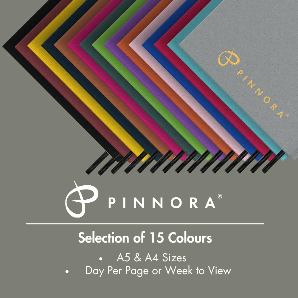 Pinnora A5 Deep Pink Academic Diary 2026-2027 Week to View, Hard Cover, August - July Dated Academic Planner, Ideal Student & Teacher Planner 2026-27, University, Revision, Study, To-Do Lists