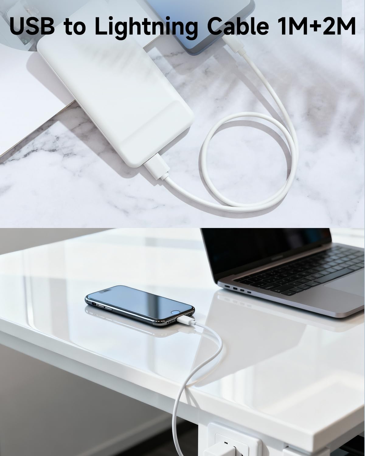 iPhone Charger Cable 2M, [Apple MFi Certified] USB to Lightning Cable 2M