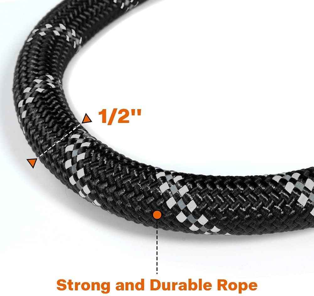 Taglory Rope Dog Lead with Soft Padded Handle – Reflective Rock Climbing Rope Lead for Small and Medium Dogs 120 cm 1.0 cm Black