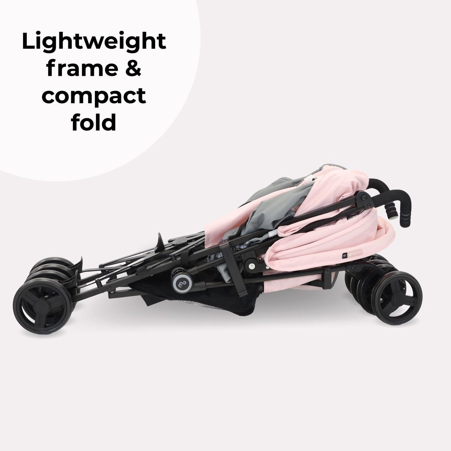 My Babiie MB02 Plus Stroller - from Birth to 4 Years (22kg), Lightweight & Compact Umbrella Fold, Travel Buggy for Toddlers, Pushchair Includes Cup Holder and Rain Cover - Pink & Grey