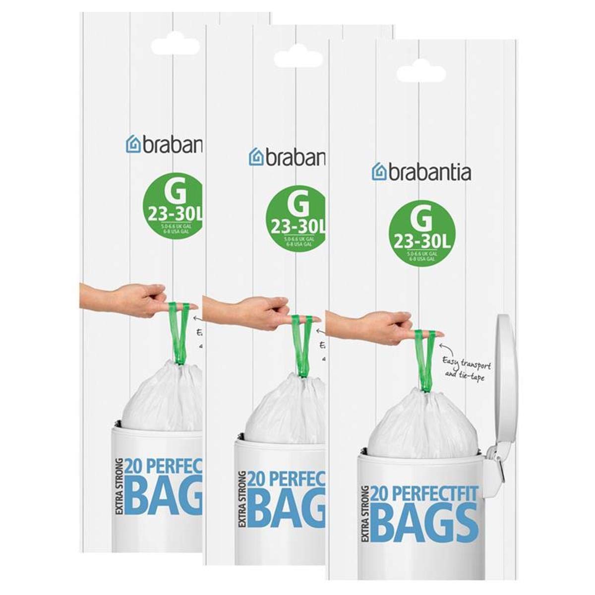Brabantia Heavy Duty Perfect Fit Bin Liners (5 Packs of 20) 10-12 Litre
