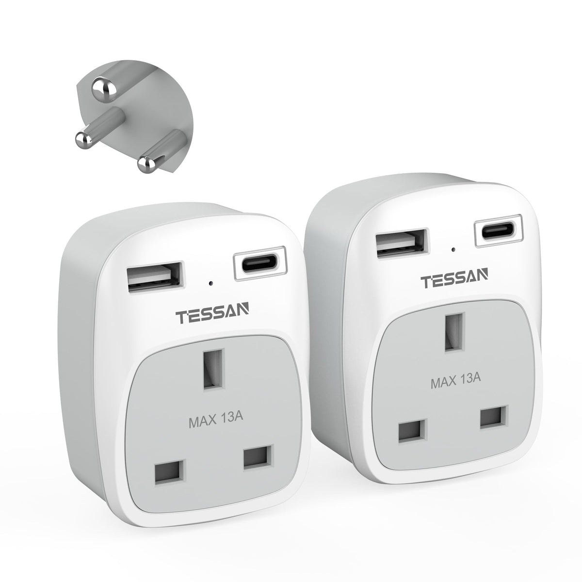 TESSAN UK to Australia Plug Adapter, Type I AU NZ Travel Adapter with USB C