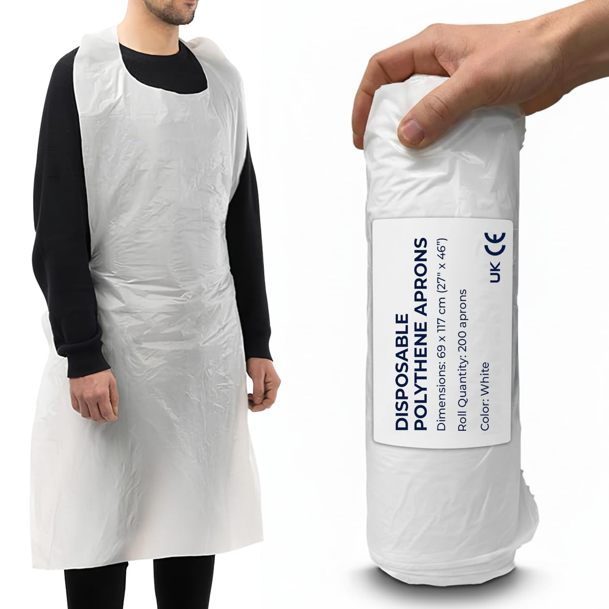 Disposable Aprons Blue Flat Pack of 500 Waterproof Plastic for Catering