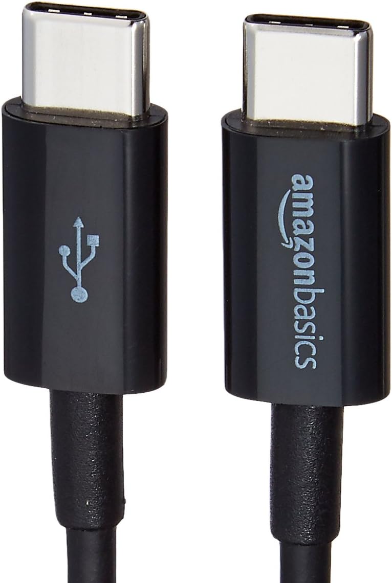 Amazon Basics USB-C to USB-C 2.0 Fast Charger Cable, 480Mbps Speed, USB-IF Certified, for Apple iPhone 16/15, iPad, Samsung Galaxy, Tablets, Laptops, 0.9 m, Black