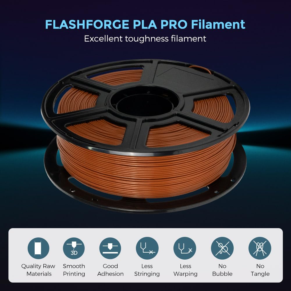 FLASHFORGE 3D Printer Filament, PLA PRO Filament 1.75mm, 1KG Spool (2.2lbs), Dimensional Accuracy +/- 0.02mm for FDM 3D Printers, Better Tenacity & No Knotting (White)