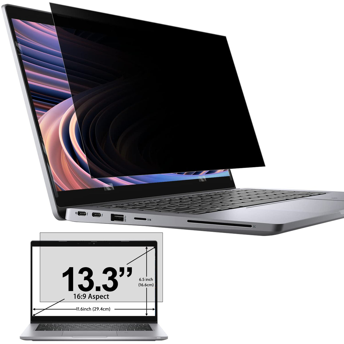 IPROKKO Laptop Privacy Screen 13.3 Inch 16:9 Anti-Blue Light Filter