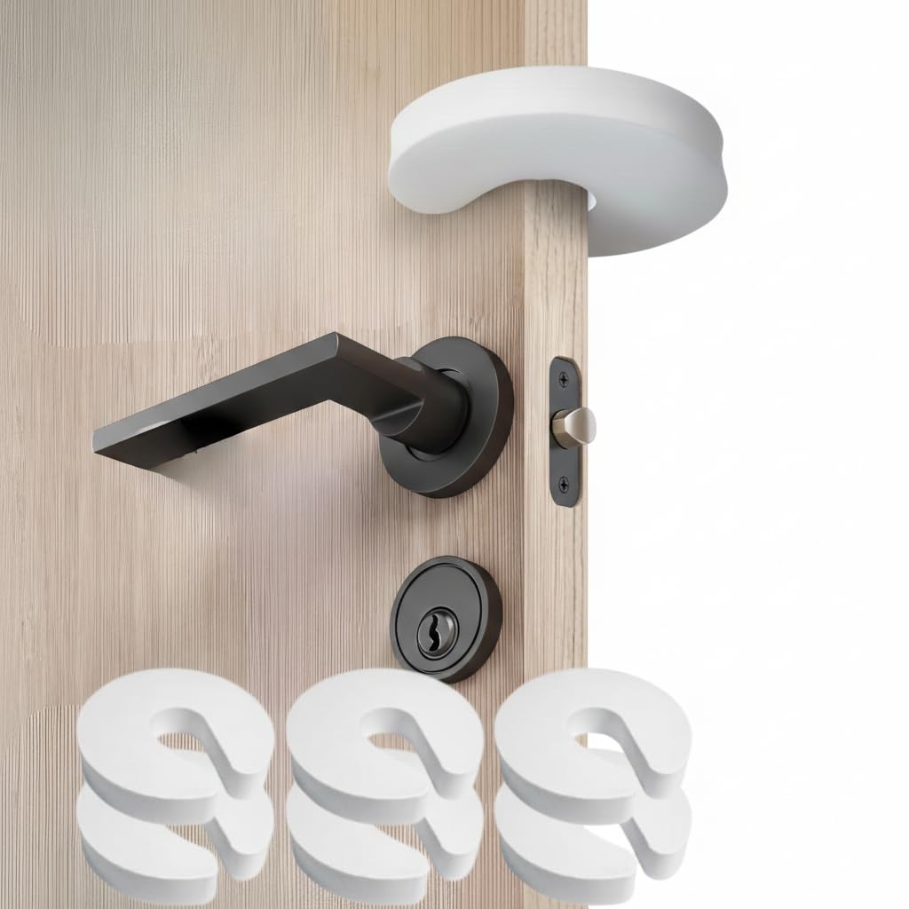 Moonybaby 2 Pack Door Lever Safety Lock, Door Locks for Children, Child Door Handle Lock, Baby Proofing Door Lock Without Drilling, Strong Adhesive, Easy to Install, No Tools Required (White)