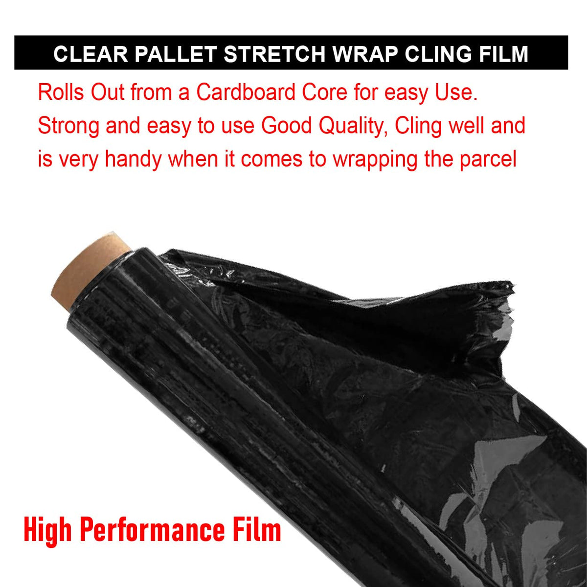 JeeJaan® 1 Roll Clear Pallet Wrap 400mm x 250m 20mu | Tear Resistant Stretch Film | Water & Moisture Proof Pallet Stretch Shrink Wrap | Multi-Use Strong Pallet Stretch Wrap
