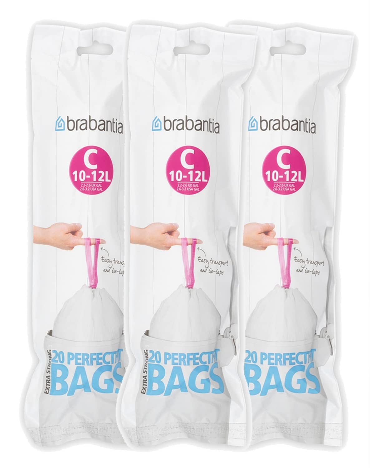 Brabantia Heavy Duty Perfect Fit Bin Liners (5 Packs of 20) 10-12 Litre