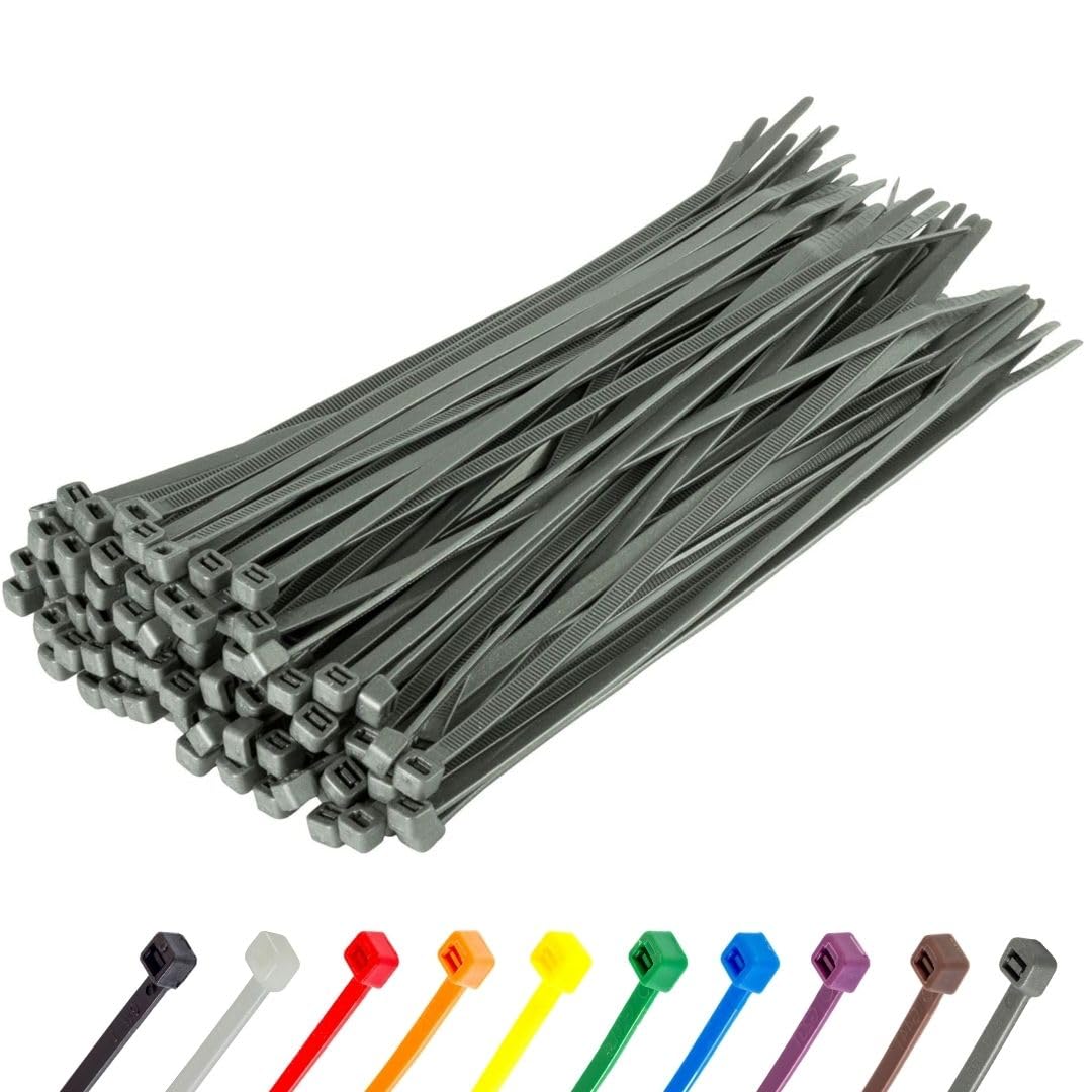 Gocableties Small Silver Cable Ties, 100mm x 2.5mm, Pack of 100, 4” Premium Nylon Zip Ties, Plastic Tie Wraps, Secure Self-Locking Mechanism, for Home, Garden, Office and DIY