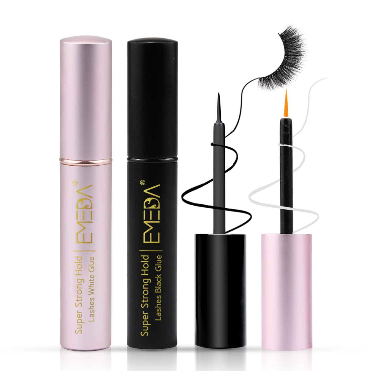 EMEDA Super Strong Hold False Eyelash Glue Professional Latex Free Lash Glue Waterproof Lash G lue Transparent Strip Eyelash Adhesive White and Clear