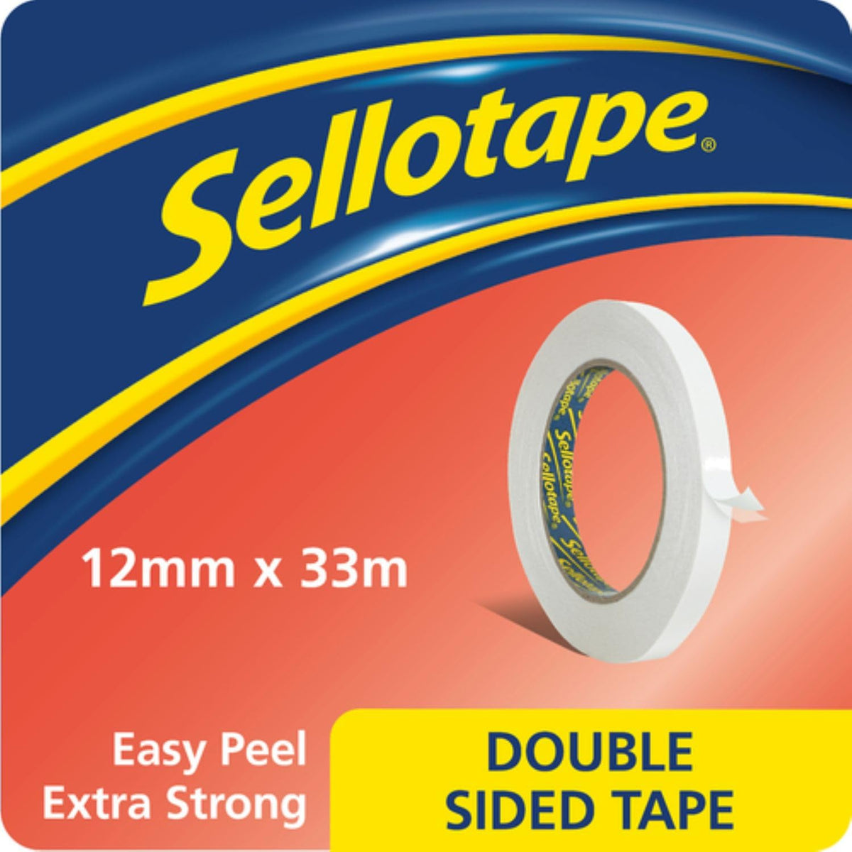 Sellotape Double Sided Tape, Strong Double Sided Tape for Everyday Use, Mounting, Arts & Crafts, Easy to Use Double Sided Sticky Tape with Solid Grip & Easy Peel, 12mmx33m (Pack of 2)