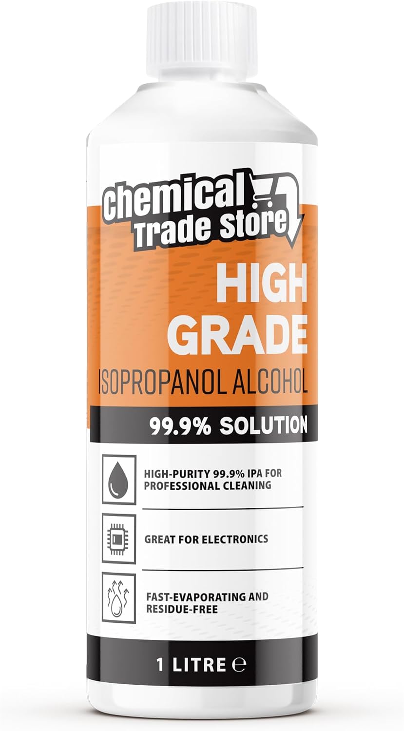 Isopropanol Alcohol 99.9%, 1 Litre - High-Purity Isopropyl Alcohol IPA, Solvent & Cleaner For Electronics, PC & Phone Cleaning, Ink Removal, Surface Prep, Lab & Industrial Use