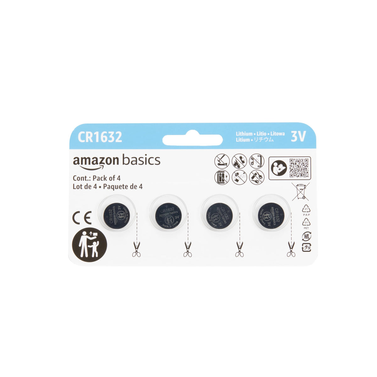 Amazon Basics 10-Pack CR2032 Lithium Coin Cell Battery, 3 Volt, Long Lasting Power, Mercury-Free