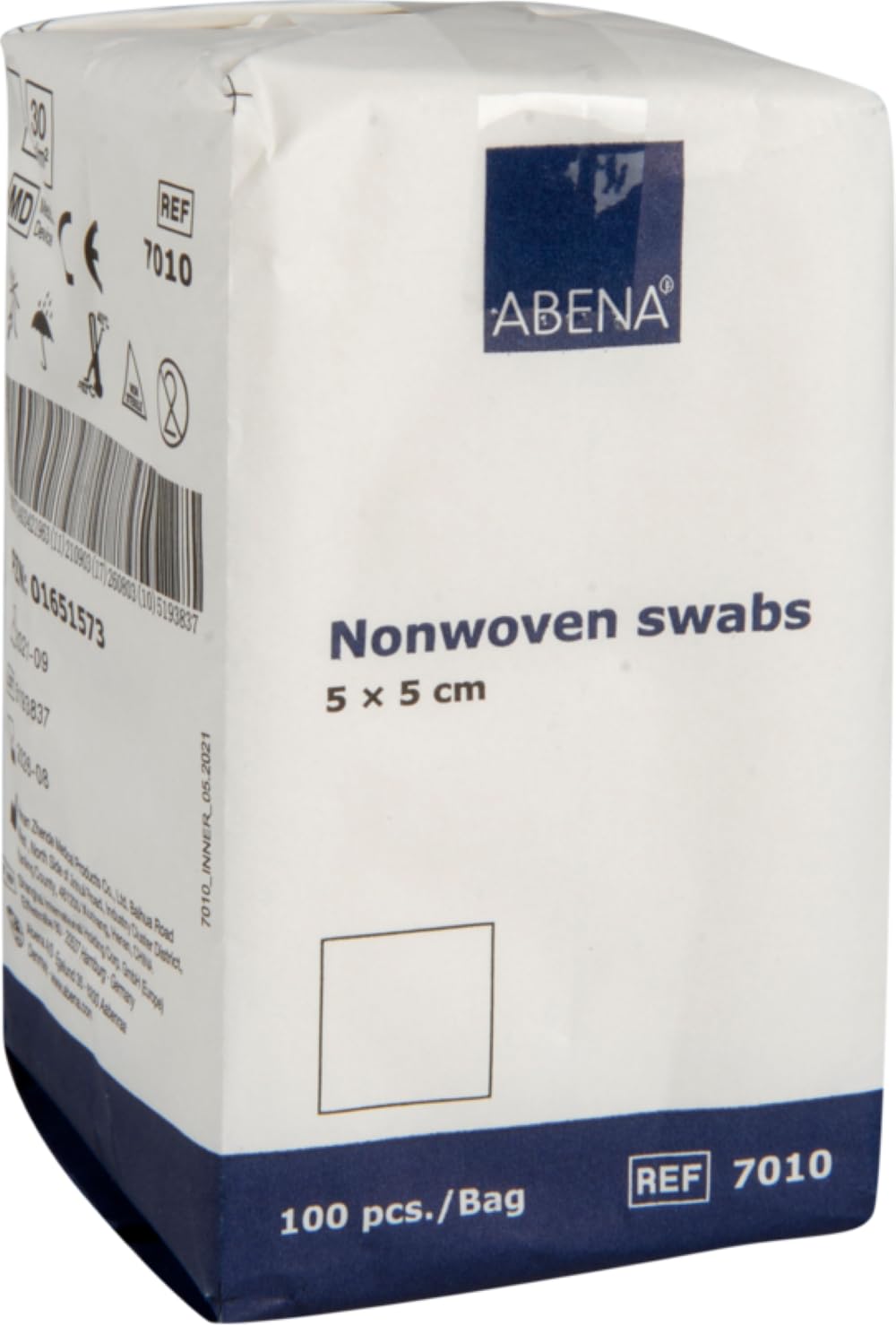 ABENA Gauze Pads, 5x5cm, Pack of 100, Non-Sterile, Non-Adhesive Medical Swabs, Soft Absorbent Non-Woven Swabs for Injury Dressing, Skin Preparation & First Aid Use, Lint-Free Dressings for Wounds