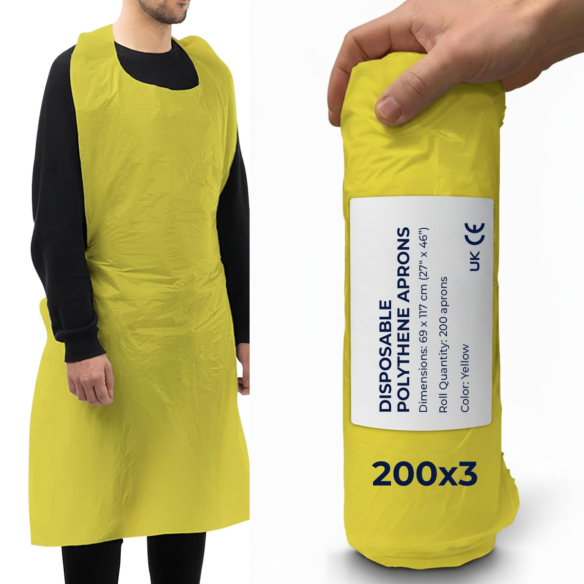 Disposable Aprons Blue Flat Pack of 500 Waterproof Plastic for Catering