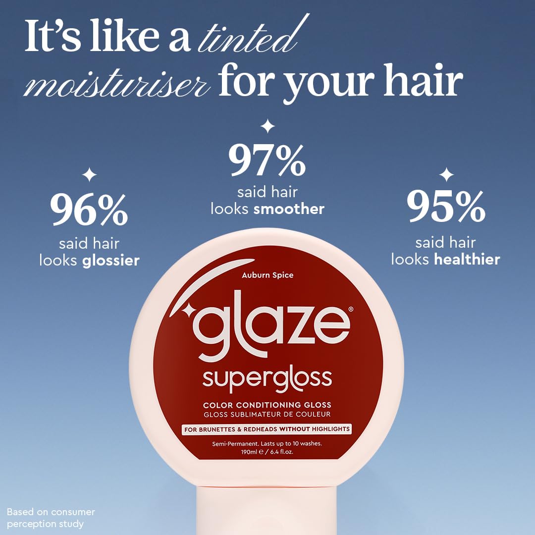 Glaze Supergloss Color Conditioning Gloss – Hydrating Semi-Permanent Colour Hair Gloss & Shine Boost – For Natural, Unbleached Dark Brown Hair – 190ml - Sleek Espresso