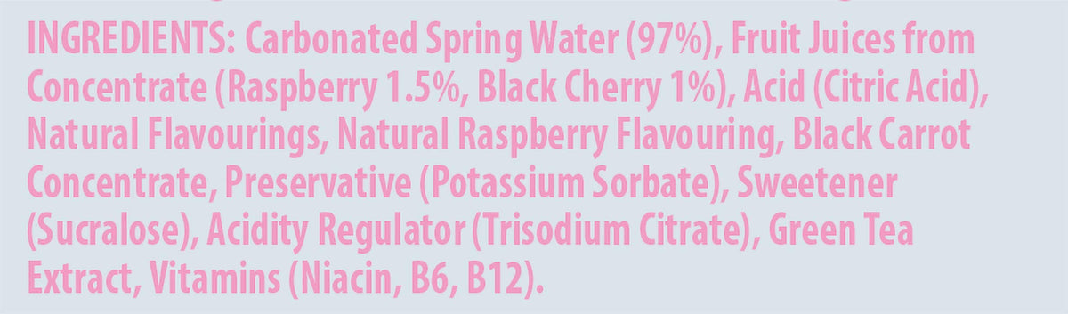 Rubicon Spring Black Cherry Raspberry Flavoured Water, 12 Pack, 330ml Cans