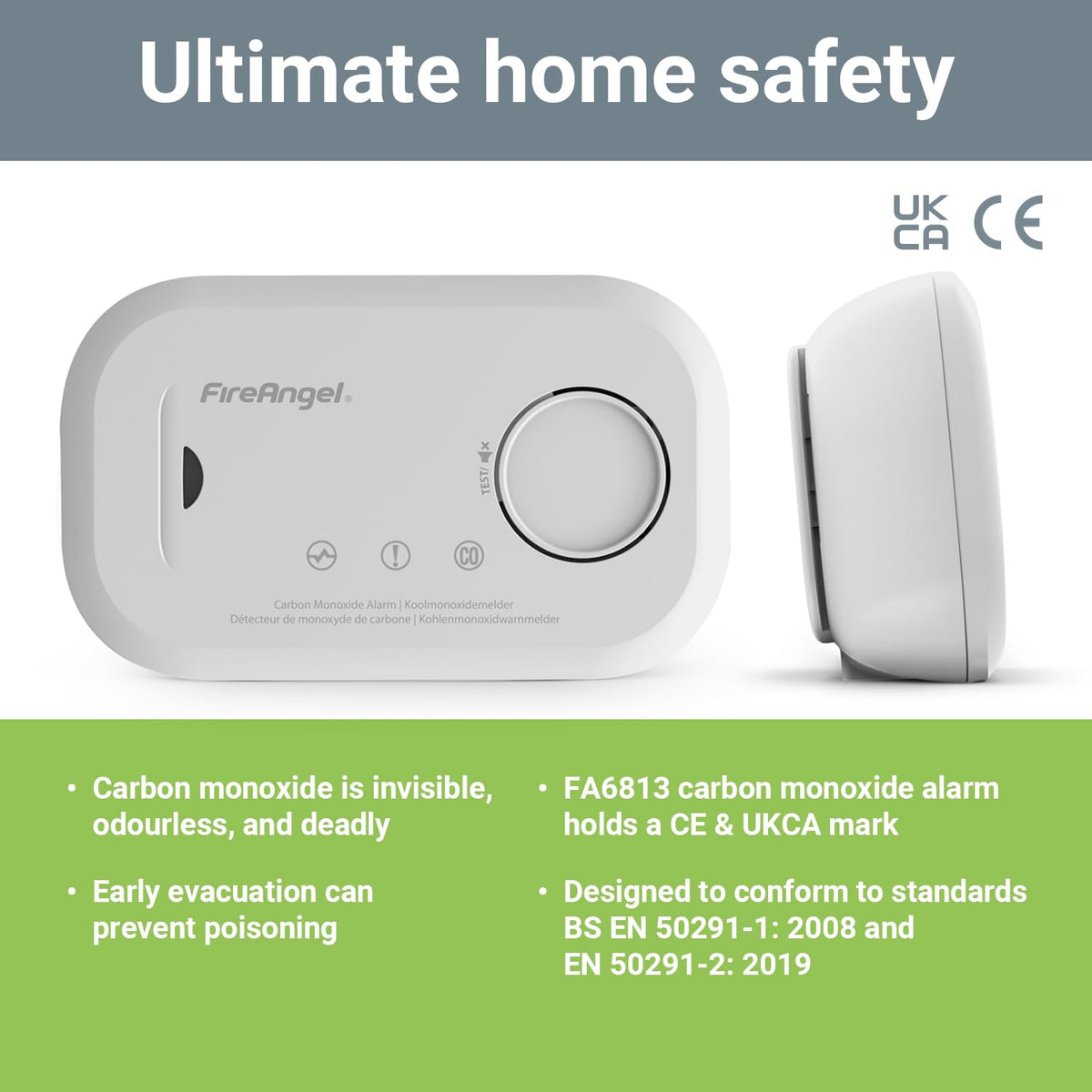 FireAngel SB1-R Smoke Alarm and FA6813 Carbon Monoxide Detector Set