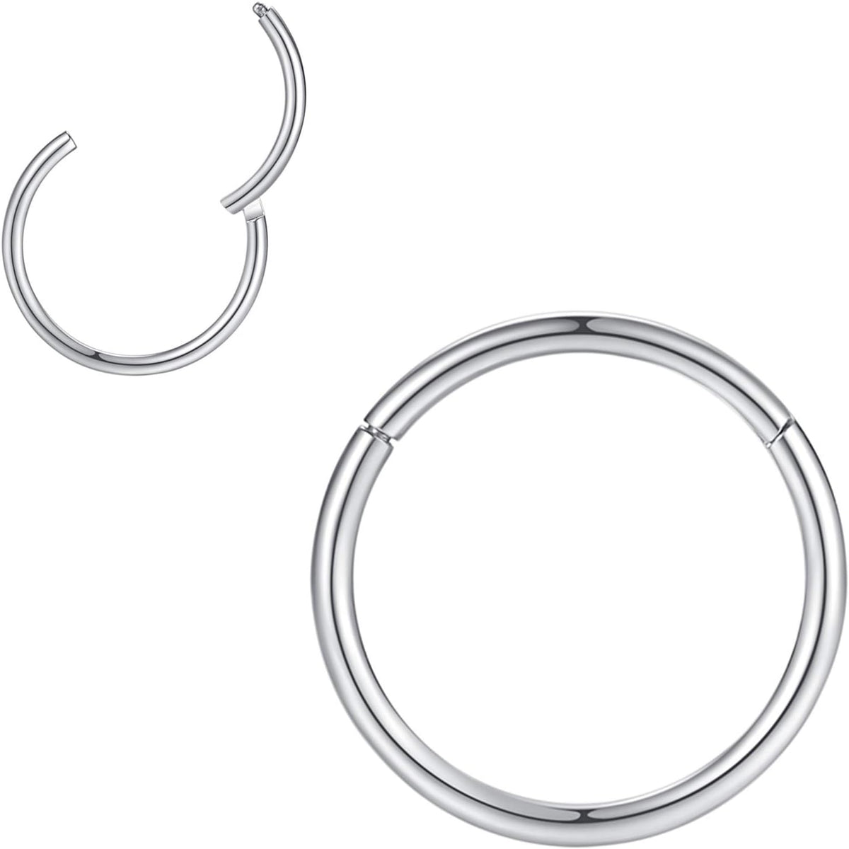 316L Surgical Steel Hinged Nose Rings Hoop Suptum Ring Body Piercing Lip Rings Helix Cartilage Rook Earrings 20G 18G 16G 14G 12G 10G 8G, Diameter 5mm to 16mm, Gold-Rose Gold-Silver-Black
