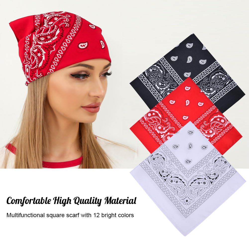 Aomig Bandana Head Scarf for Men and Women, Stylish Cowboy Headband Handkerchief, Multi-purpose Hair Scarf Paisley Print Unisex Headwraps, Bib Party Face Covering Headwear for Motorcycling