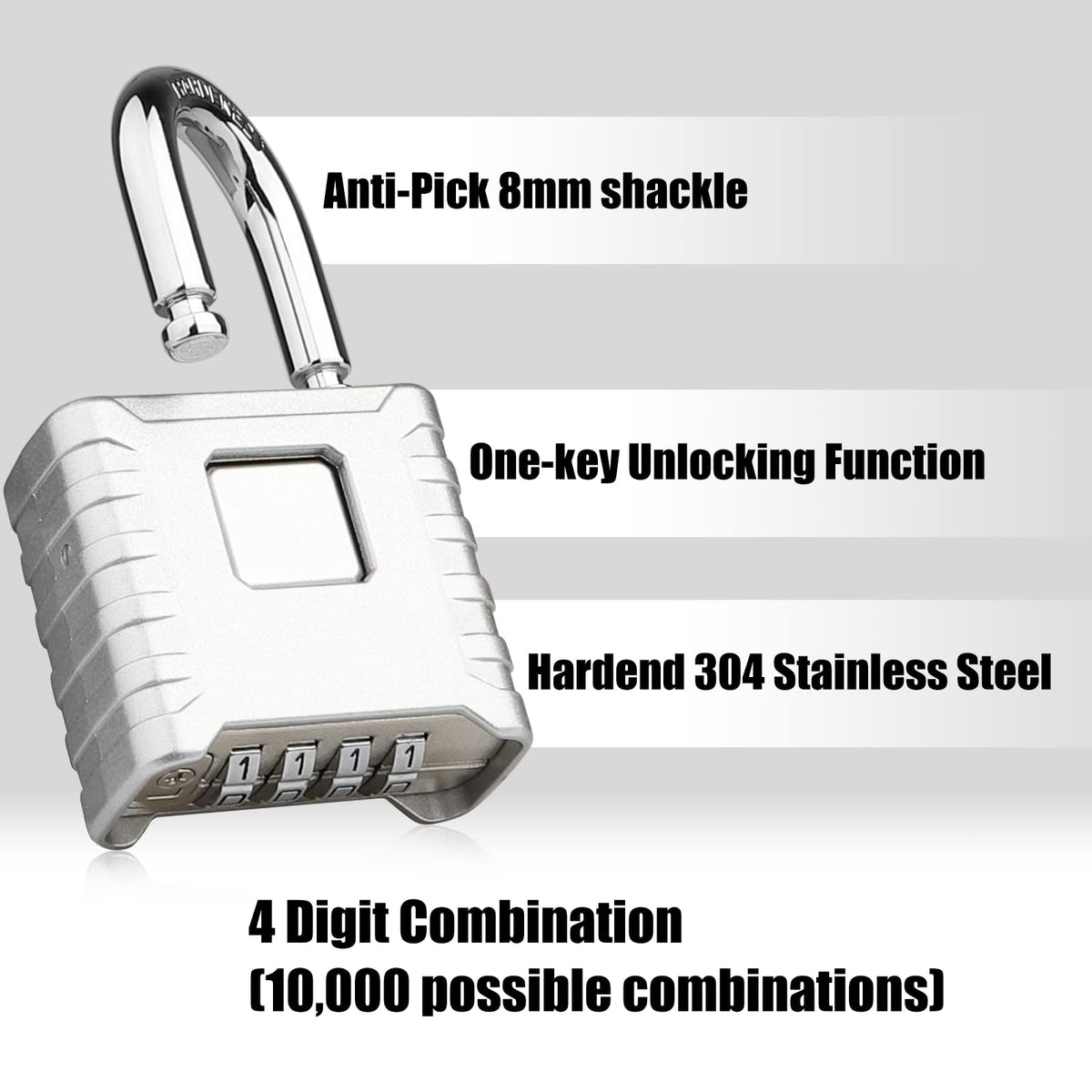 Diyife Large Heavy Duty Combination Padlocks Outdoor, 52mm Weatherproof