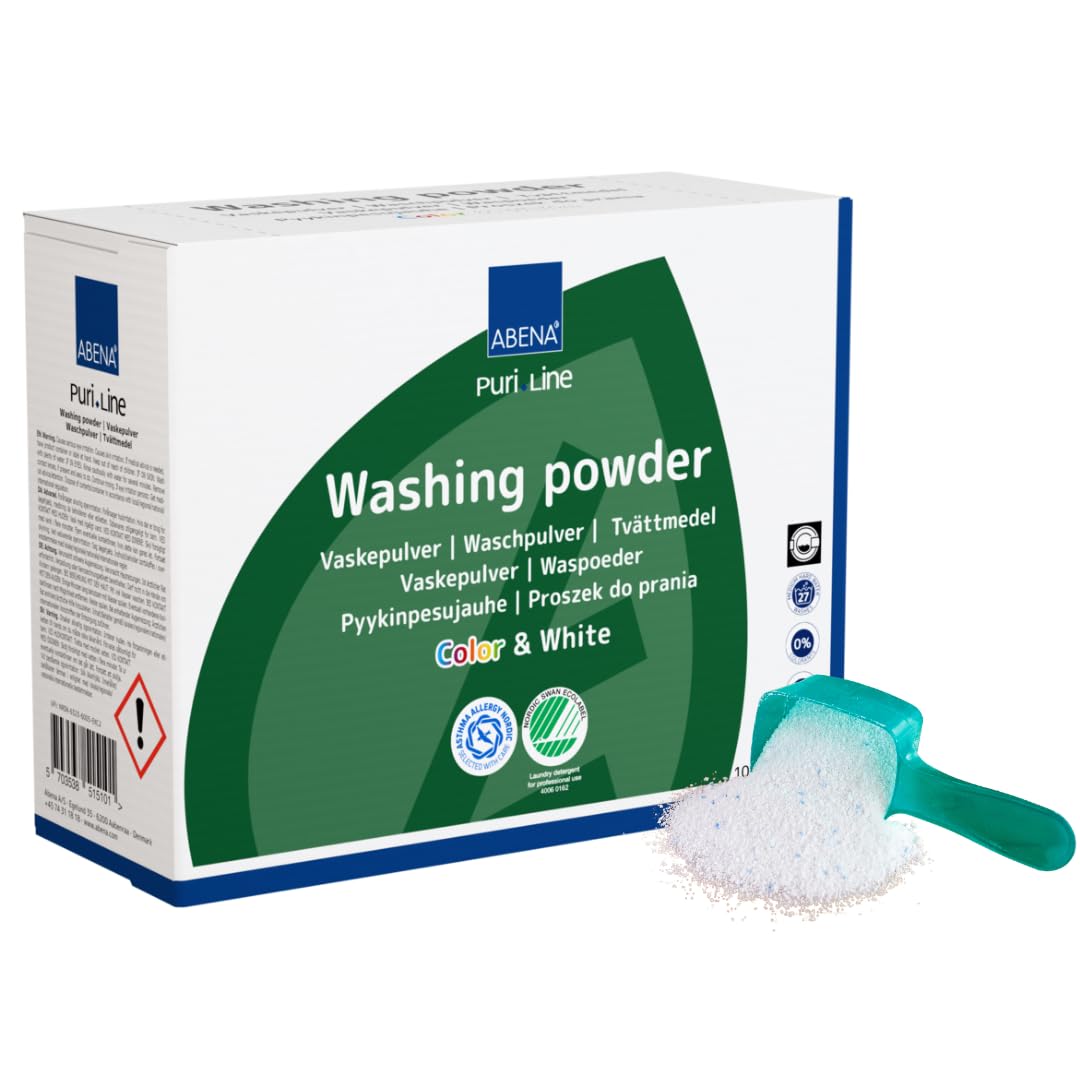 ABENA Washing Powder |5 kg| Jumbo Pack of Non scented Washing Detergent for light coloured clothing, Laundry Powder that's gentle on even the most sensitive skin.