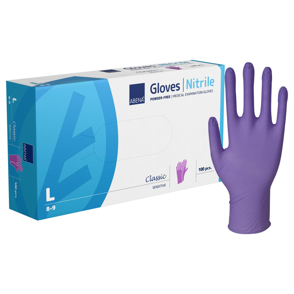 ABENA Pink Disposable Nitrile Gloves, Large, Pack of 100, Powder Free, Latex Free, Examination Gloves for Cleaning, Food Prep, Beauty, Medical & Hygiene, Strong Single Use Protective Gloves