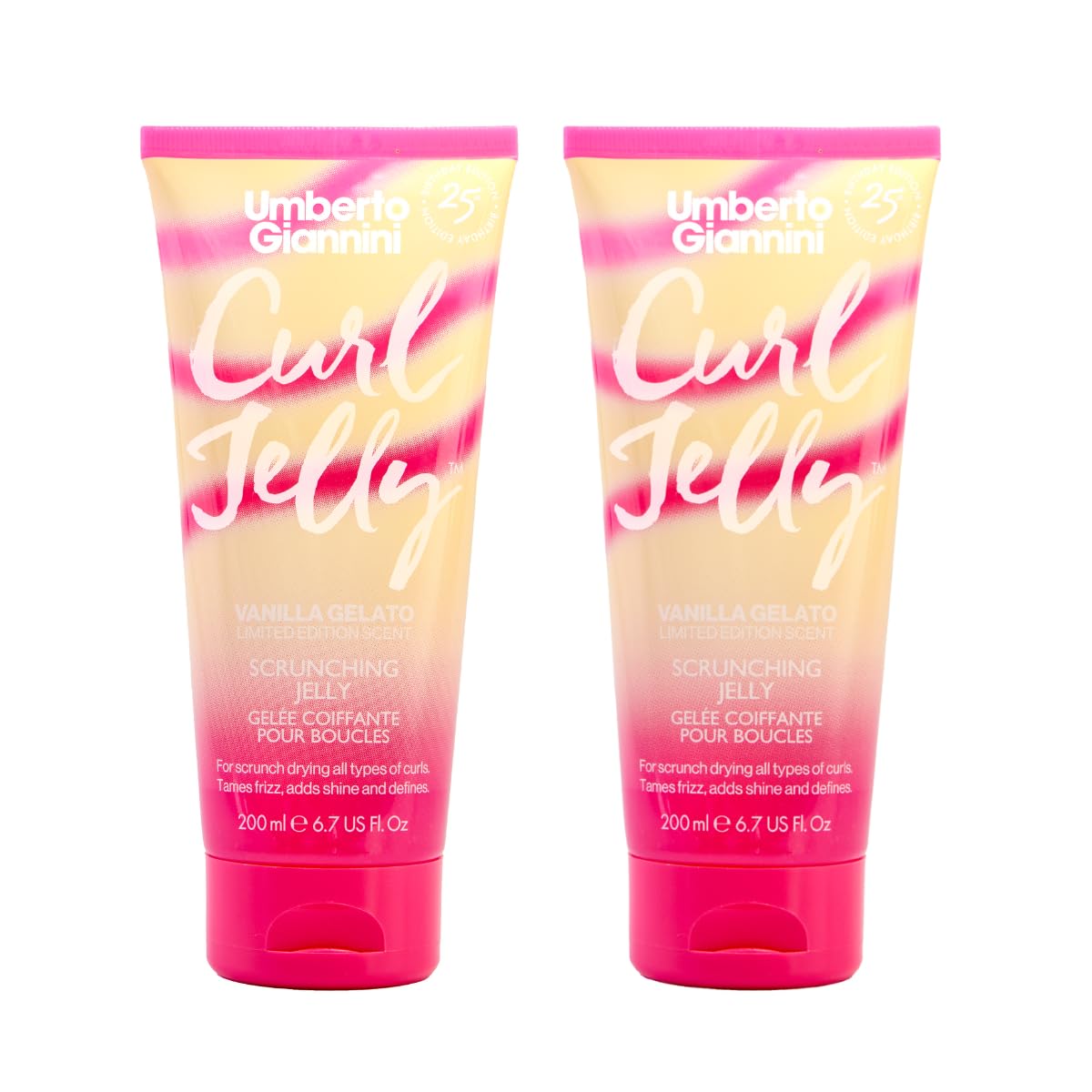 Umberto Giannini Curl Jelly Scrunching Jelly & Creme De Curl Control Cream Duo for Curly or Wavy Hair, Vegan & Cruelty Free, 2 Pack