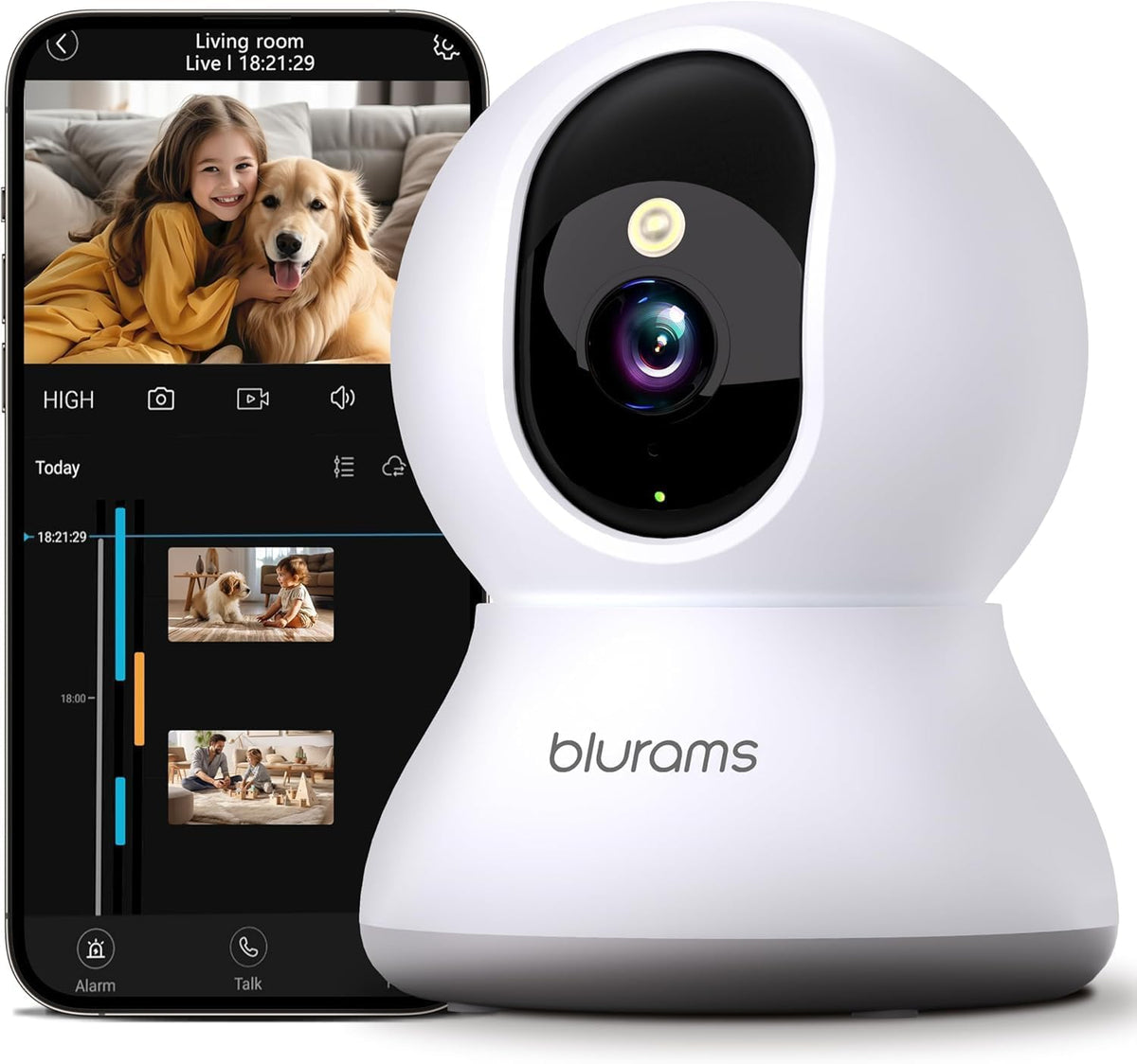 blurams Pet Camera 2K, Indoor Cameras, Dog Camera, 360° Home Security Cameras, Color Night Vision, Motion Tracking, 2-Way Talk, Cloud&SD, APP Control, Compatible with Alexa