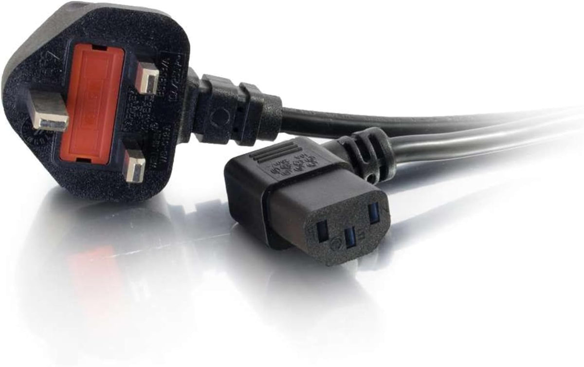 C2G C2G82037 10 Metre 17 AWG 90 degree power cable (IEC320C13R to BS1363) Right Angle Kettle lead, Black