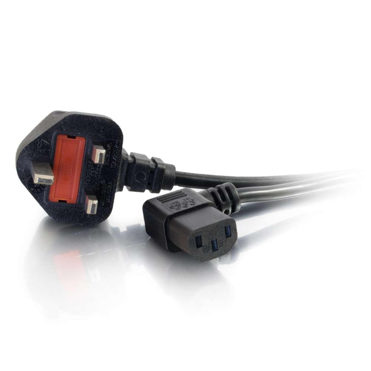 C2G C2G82037 10 Metre 17 AWG 90 degree power cable (IEC320C13R to BS1363) Right Angle Kettle lead, Black