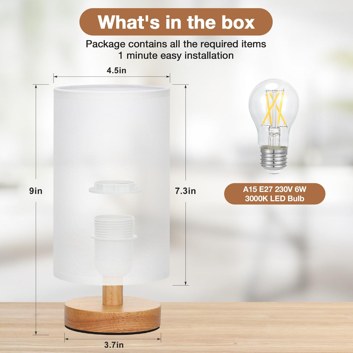 Aooshine Bedside Lamps, 3000K Warm Table Lamp for Bedroom Living Room