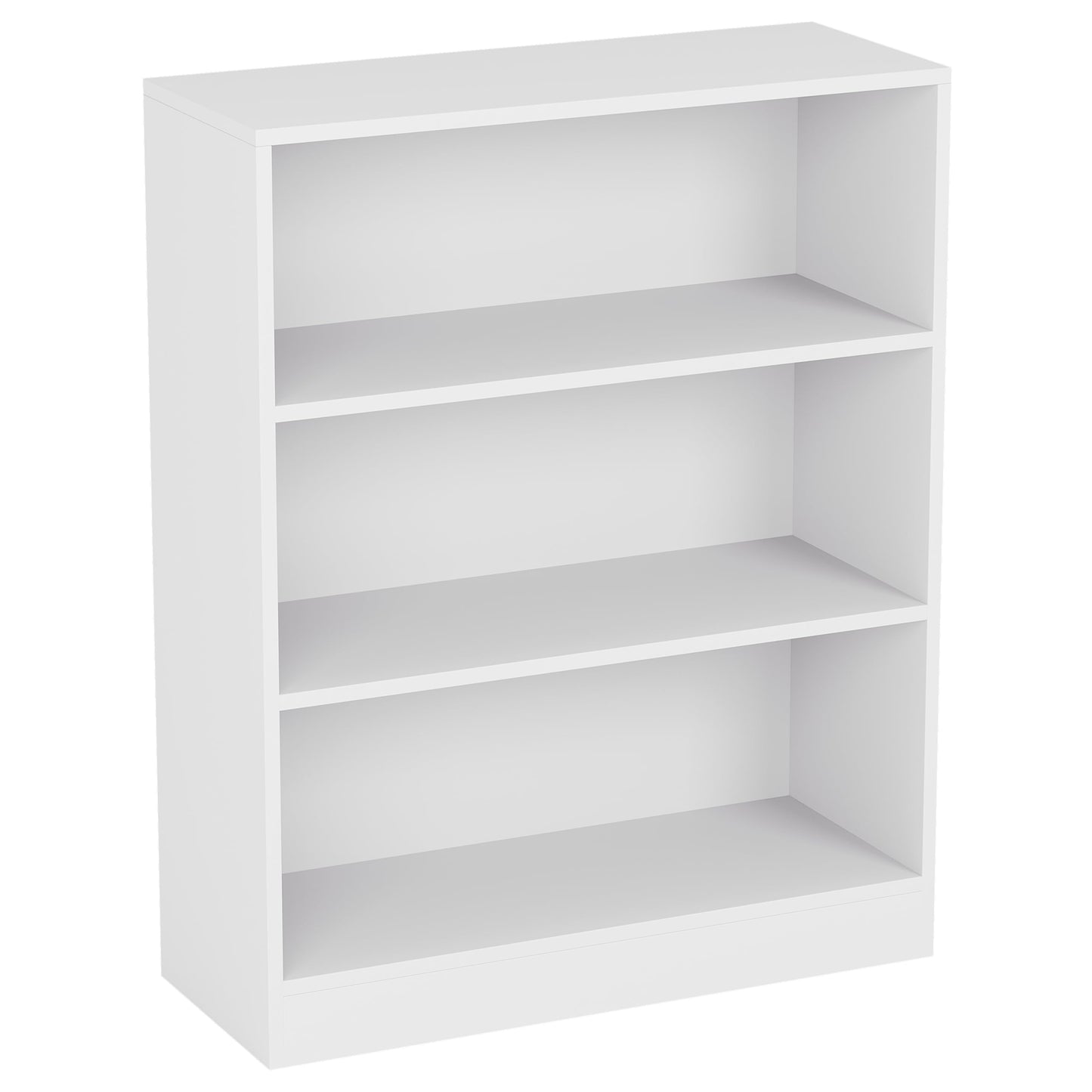 Vida Designs Cambridge 3 Tier Low Bookcase, White Wooden Shelving Display Storage Unit Office Living Room Furniture