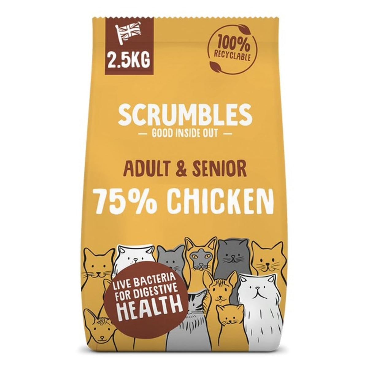 Scrumbles All Natural Dry Cat Food With Chicken and Fresh Salmon, High Protein Food for Adults And Seniors, 2.5 Kg,pink bag