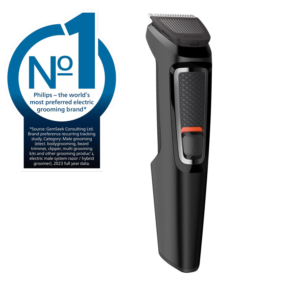 Philips Multigroom 3000 Series All-in-One 7-Piece Trimmer - Shaver and Clipper for Beard and Hair, Self-Sharpening Skin-Friendly Blades, 10 Length Settings, Model MG3930/15