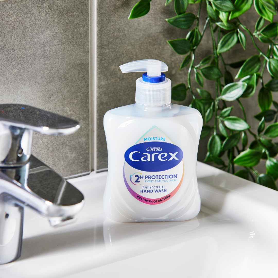 Carex 2 Hour Protection Antibacterial Peony and Blossom Hand Wash, Clean & Protect Hands, Bulk Buy, Pack of 6 x 250ml
