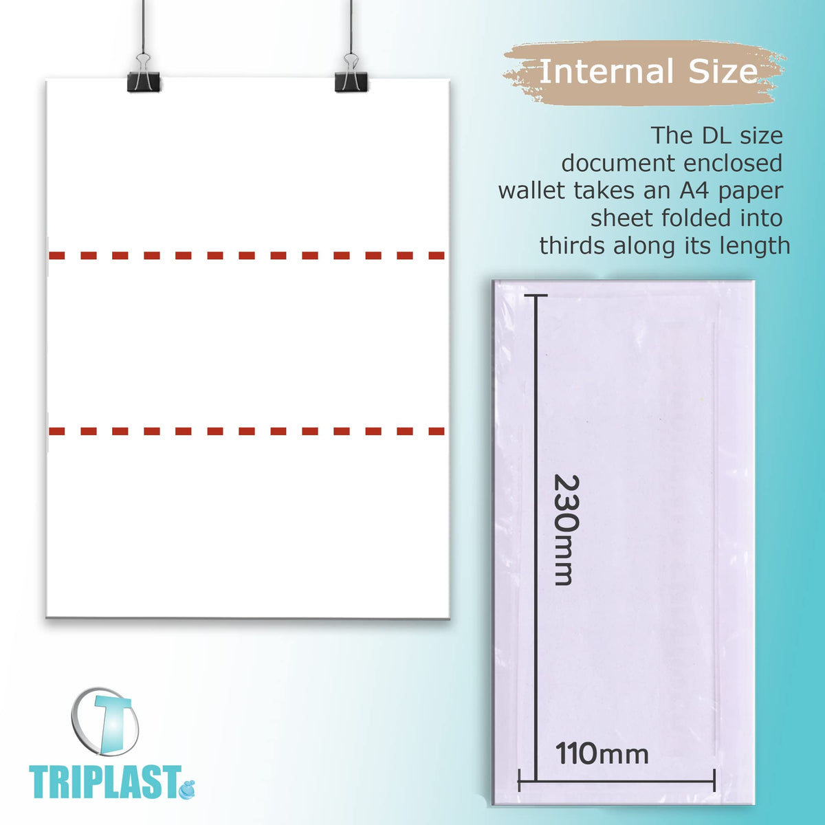 Triplast 1000 x A7 Plain Document Enclosed Wallet (95 x 125 mm) | Peel & Seal Clear Plastic Envelopes/Sleeves/Pockets/Wallets | Attach Invoices, Packing Lists & Delivery Notes to Parcels
