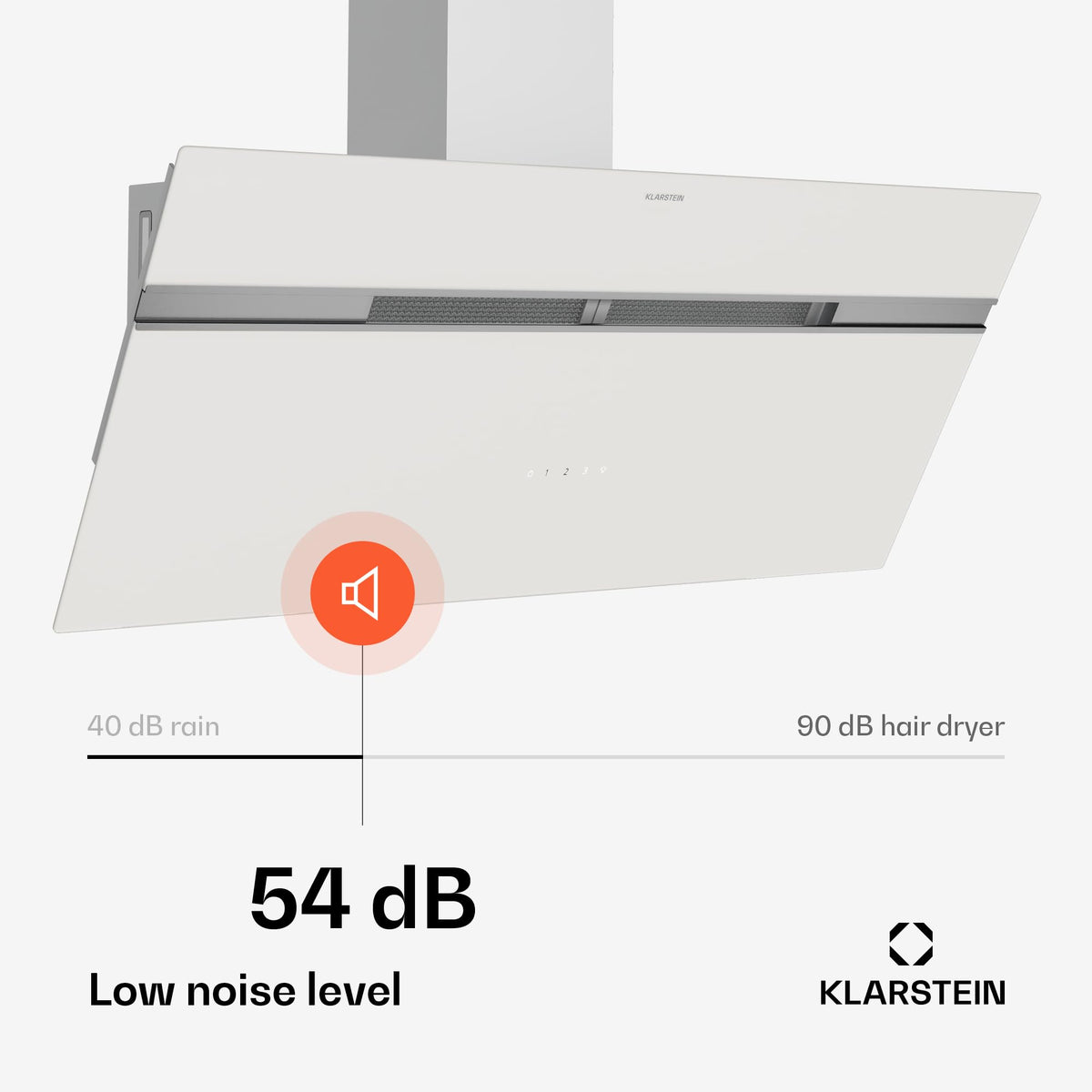 Klarstein Alina 90 Angled Cooker Hood - 615m³/h Air Flow, Touch Panel, LED Backlighting, Quiet 63dB, Energy Class A, 90cm Extractor Hood, Black
