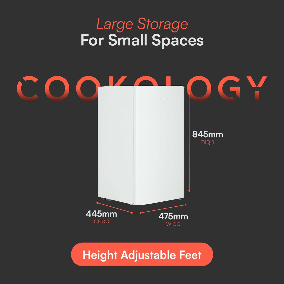 Cookology 60L 48cm Freestanding Under-Counter Freezer - Black