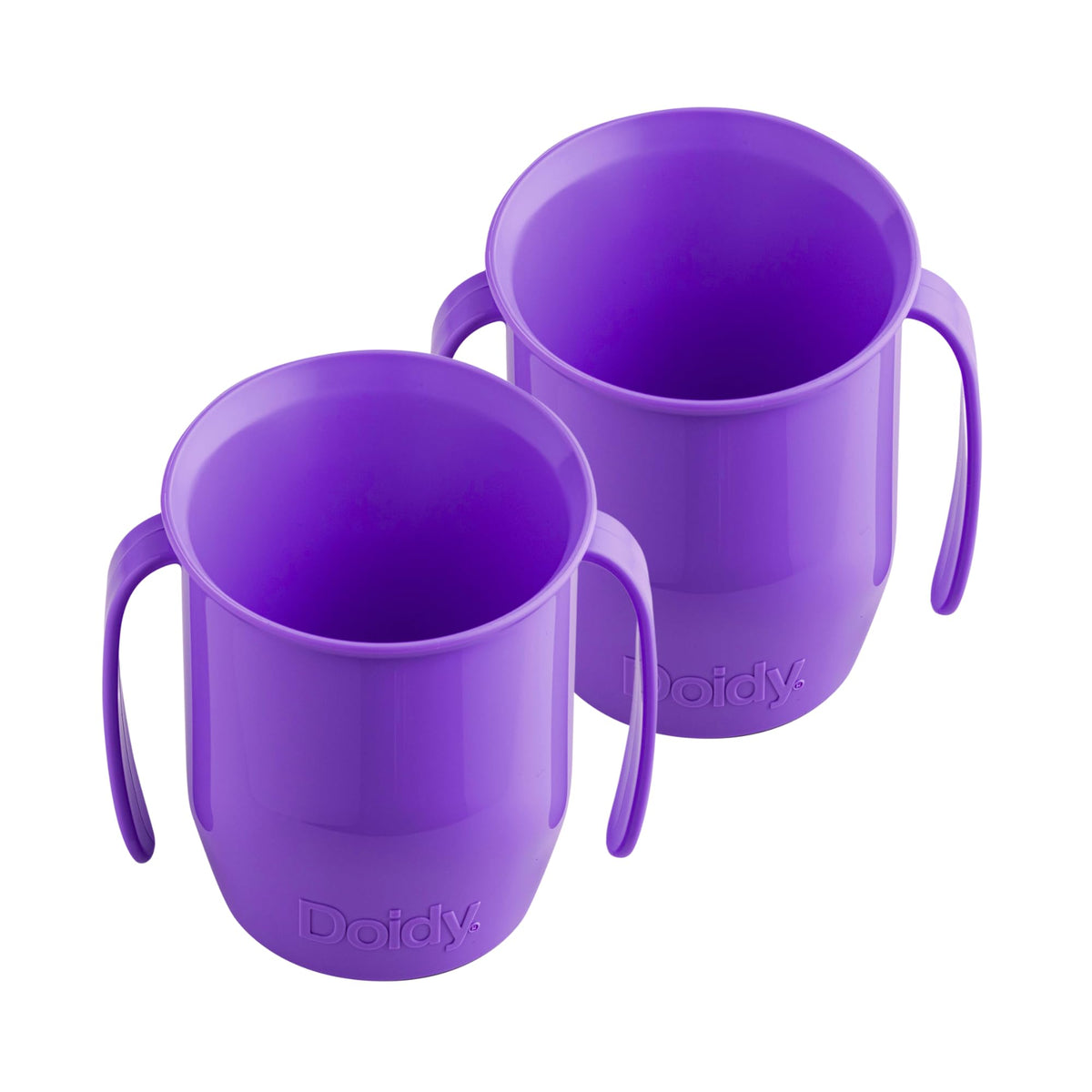 Doidy Cup, Open Cup for Training Baby 6 Months-3 Years, 200ml, Slanted Weaning Cup with Handles for Learning to Drink, BPA Free, 2 Pack (Orange)