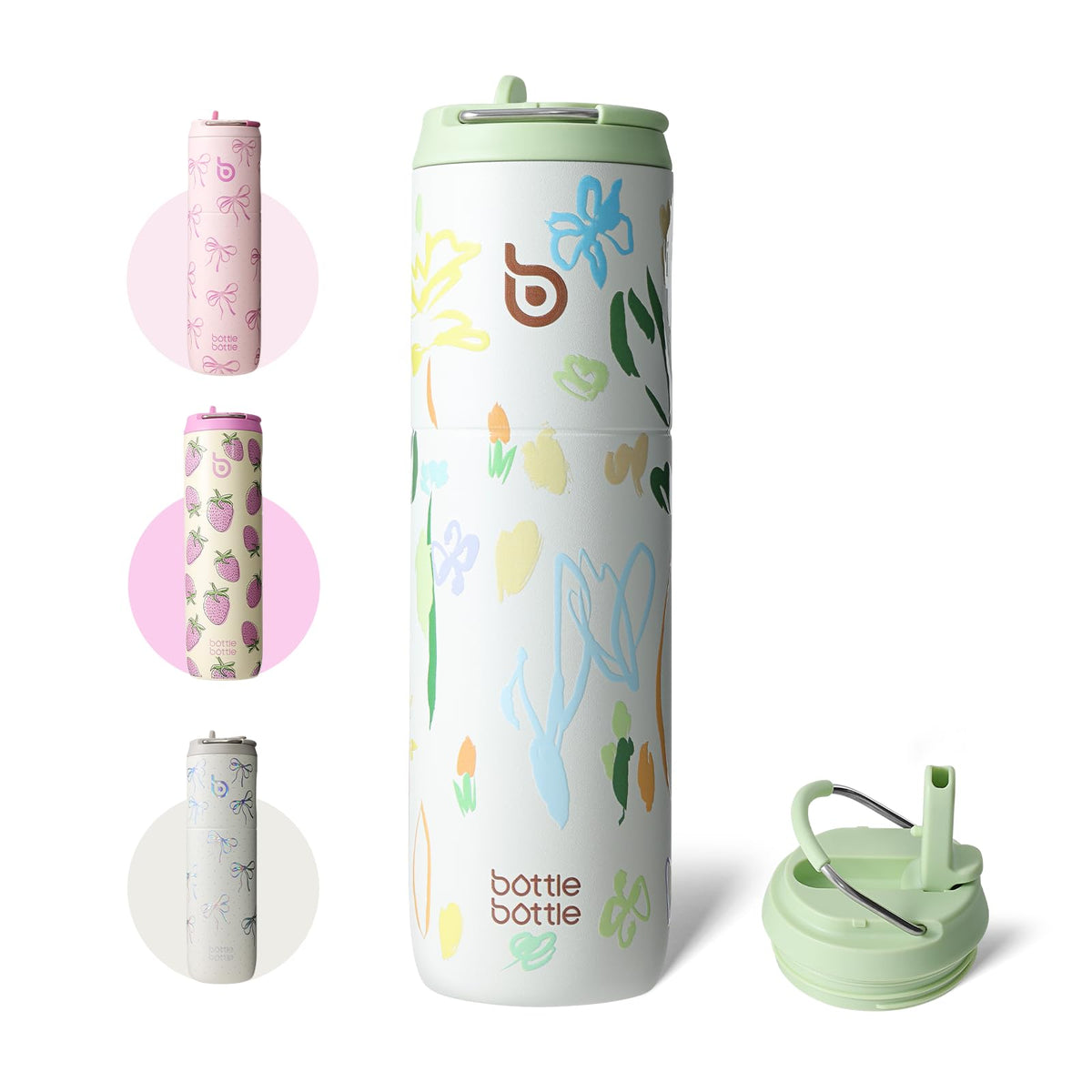 Bottle Bottle Stainless Steel Water Bottle 700ml with Straw and Lid Sports Insulated Metal Water Bottles with Handle(Black)