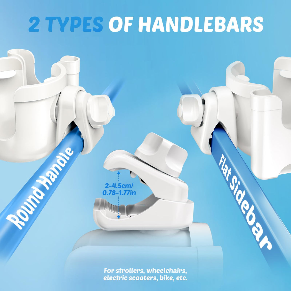 2-Pack Pram Cup Holder with Phone Holder, Universal Pram Buggy Accessories