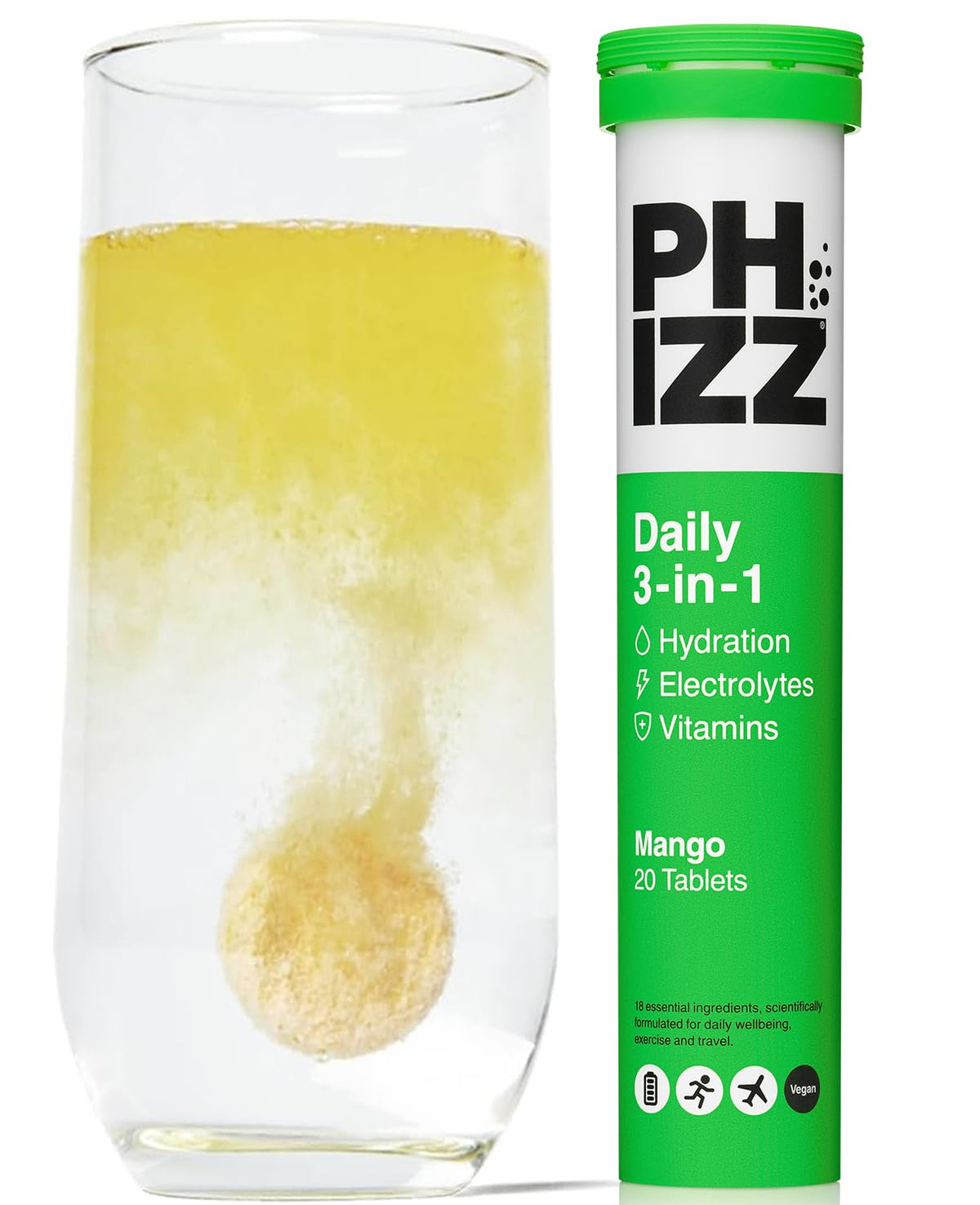 Phizz Electrolytes, Multivitamin & Hydration Tablets - 60 Effervescent Rehydration Electrolyte Tablets - 18 Vitamins & Minerals, Vitamin C, Vegan, Vegetarian & Low Calorie (Lemon, 60 Tablet)