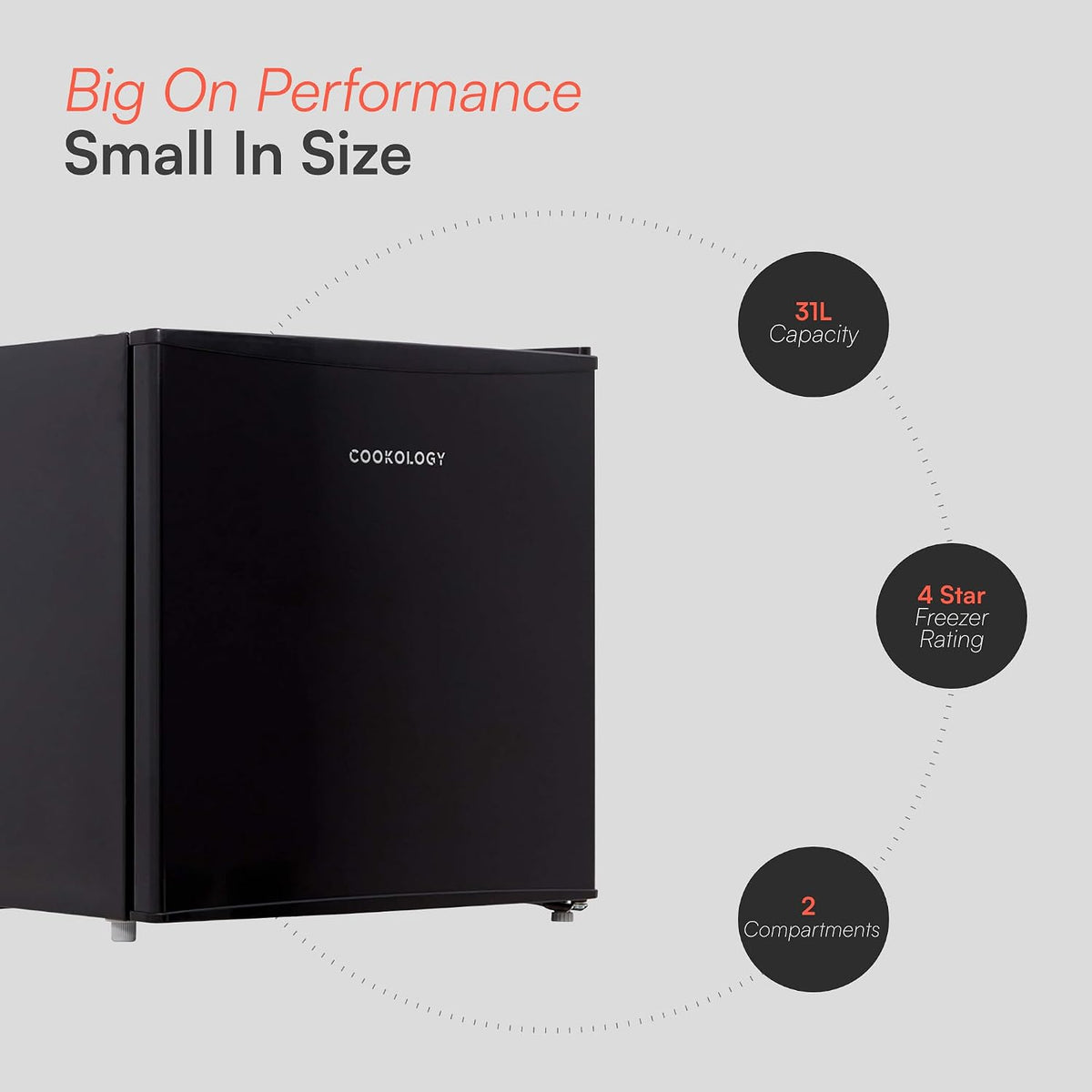 Cookology 31L Tabletop Mini Freezer - Adjustable Legs - Black